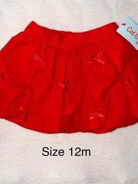 Cat & Jack Red Baby Girl Skirt with Satin Bows
